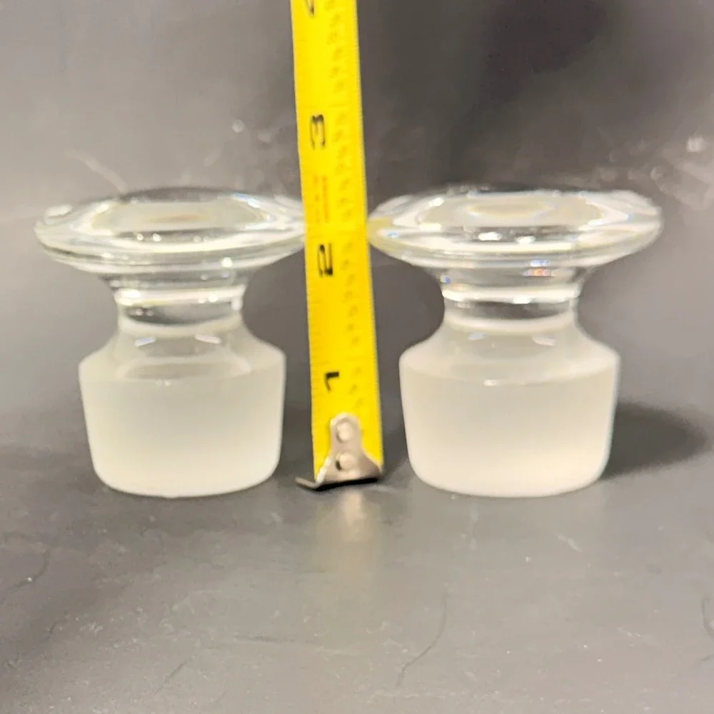 Vintage Clear Glass Mushroom Decanter Stoppers Set of 2 Frosted Base Replacement